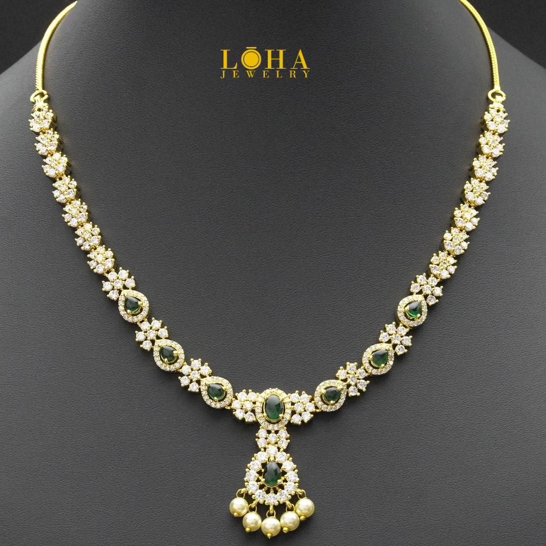 Emerald stone necklace set discount