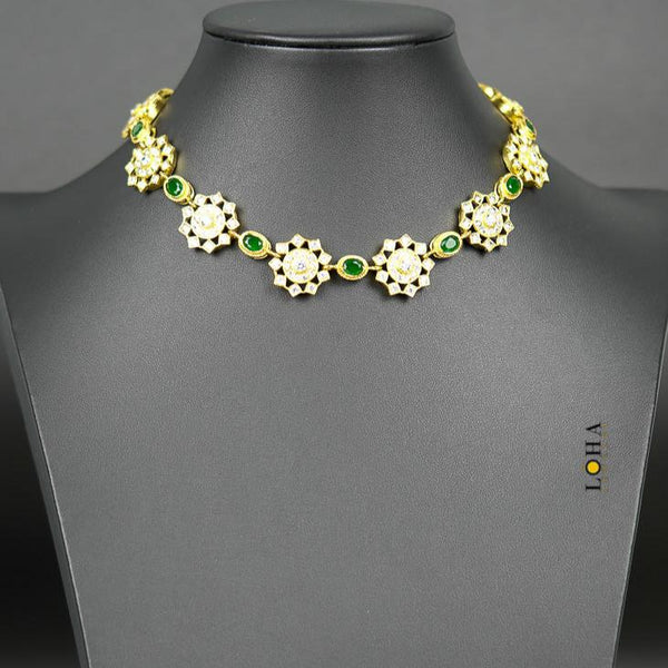 Mandara - Diamond and Emerald Short Necklace