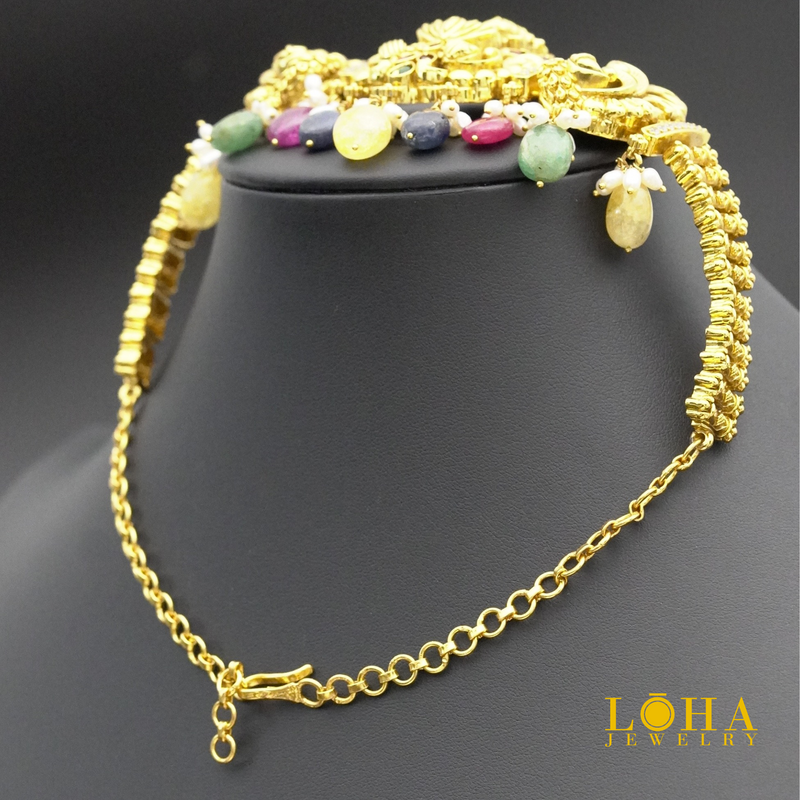 Dhana - Choker Necklace with color gem stones