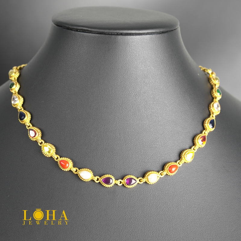 Harivillu - Multi color gem stones short necklace